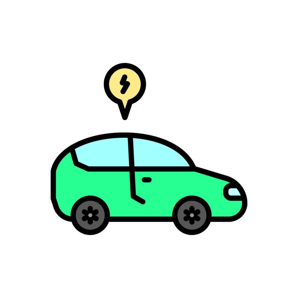 electric car colored icon in line style vector