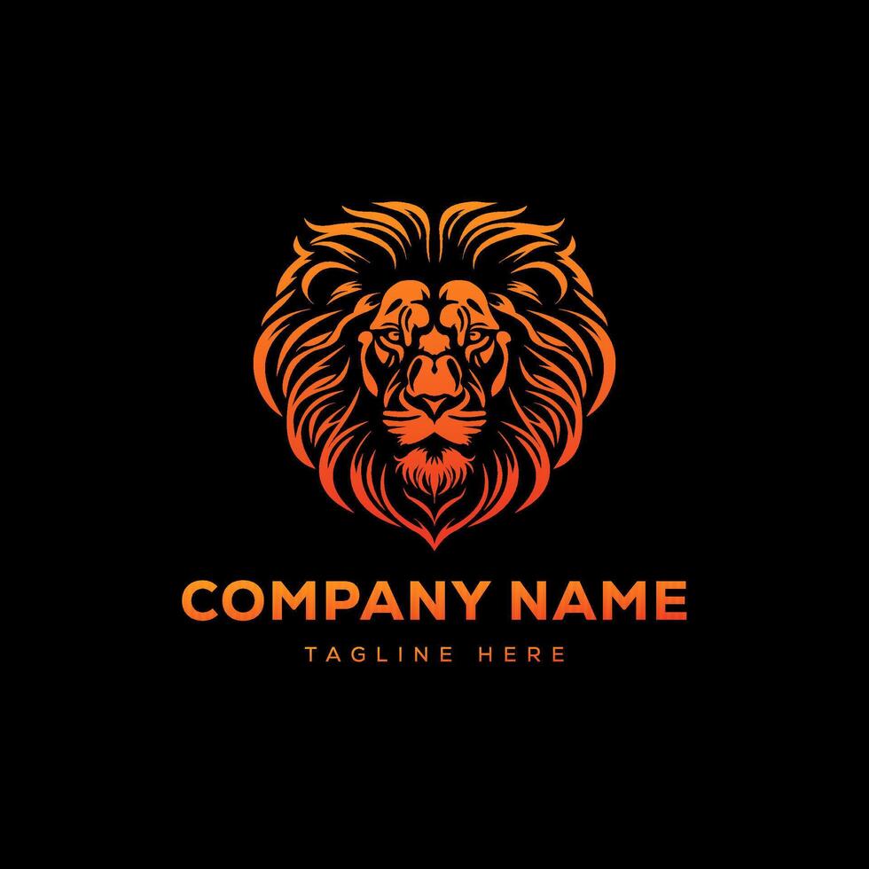 Lion Head minimalist Logo template Design vector