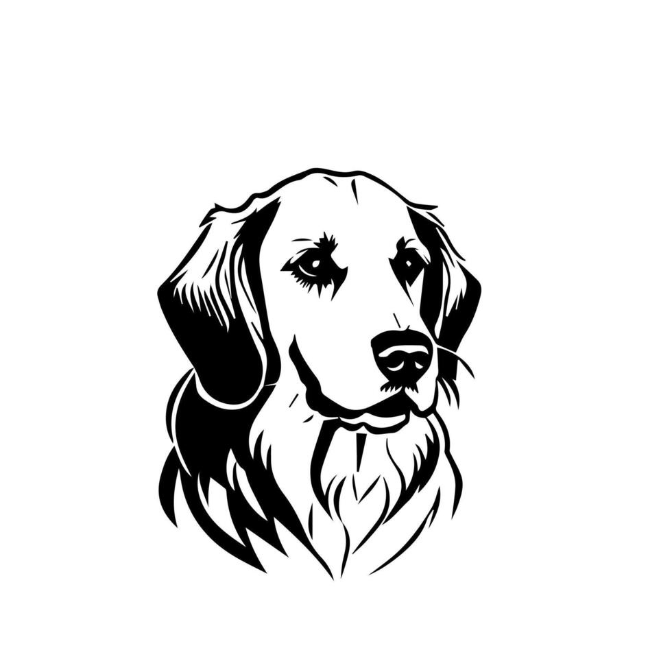 a black and white drawing of a dog with a black face vector
