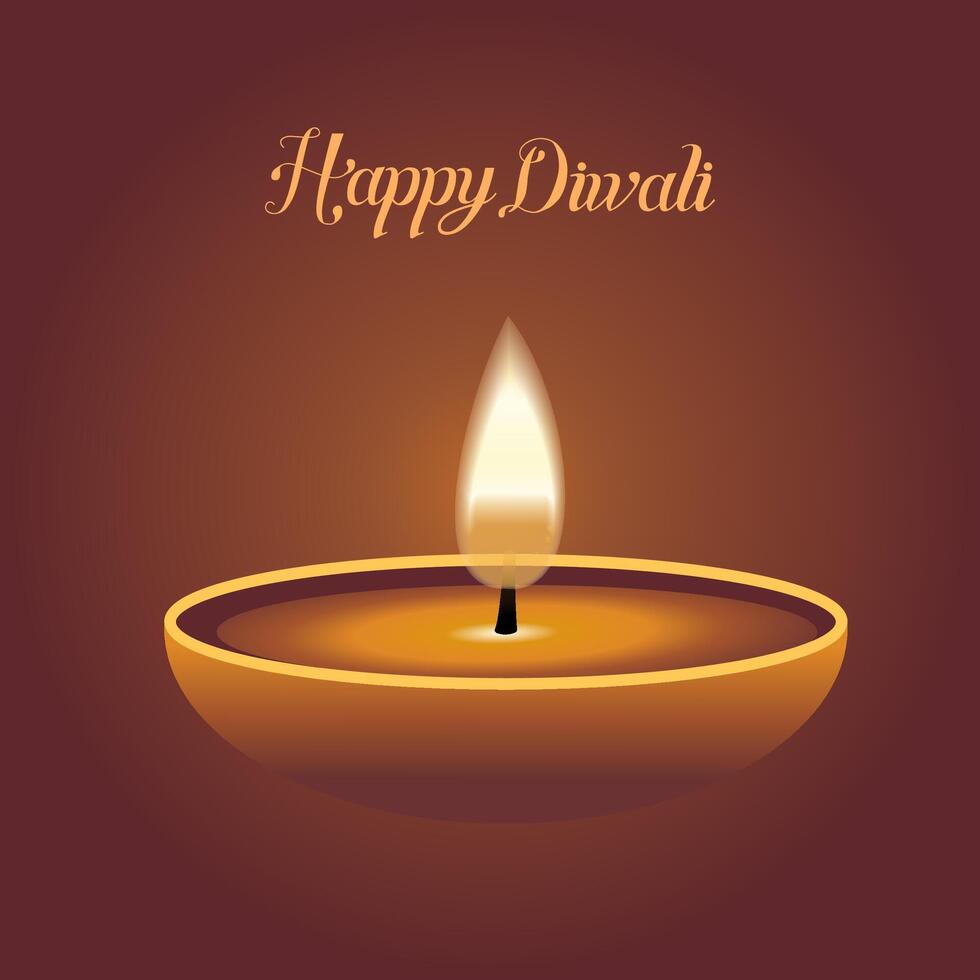 Happy Diwali Clay Diya lamps lit during Diwali, Hindu festival of lights celebration illustration vector