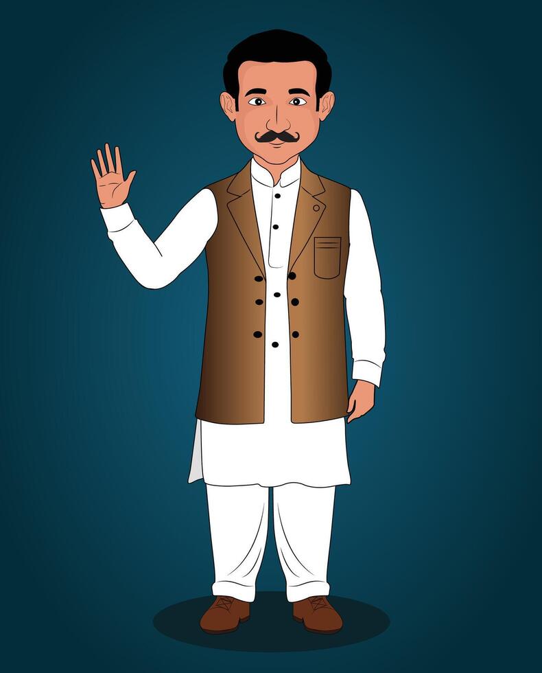 Indian politician cartoon character design for 2d animation vector