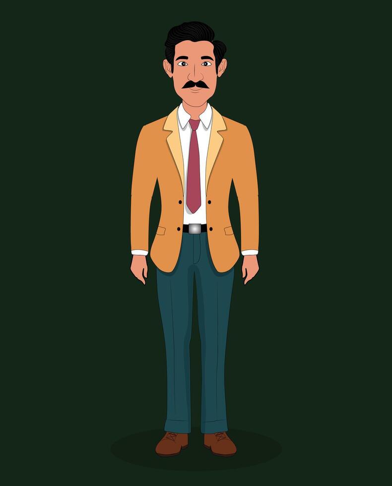 A businessman front view cartoon character design for 2d animation vector