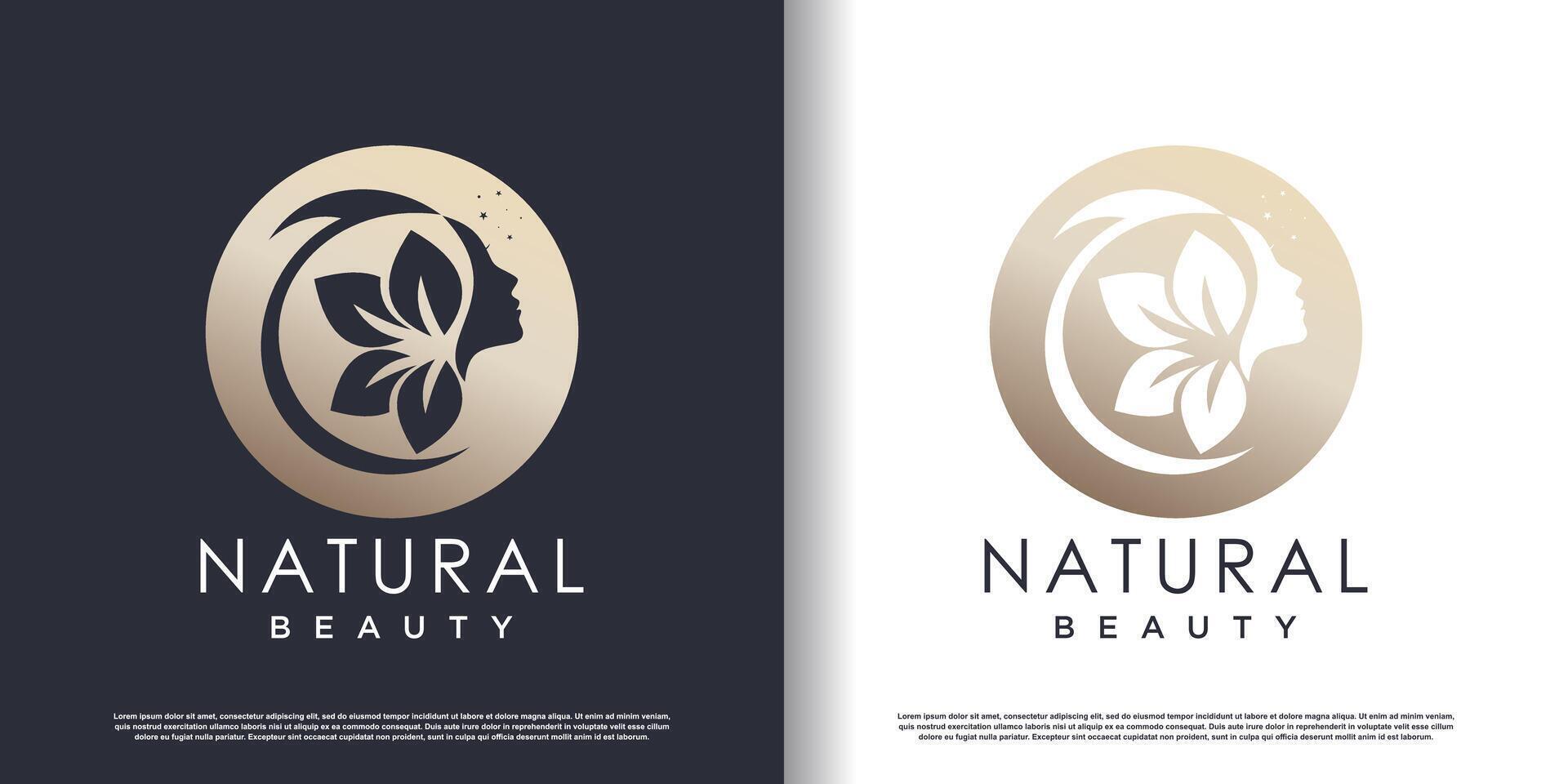 beauty women logo with creative unique concept premium vector