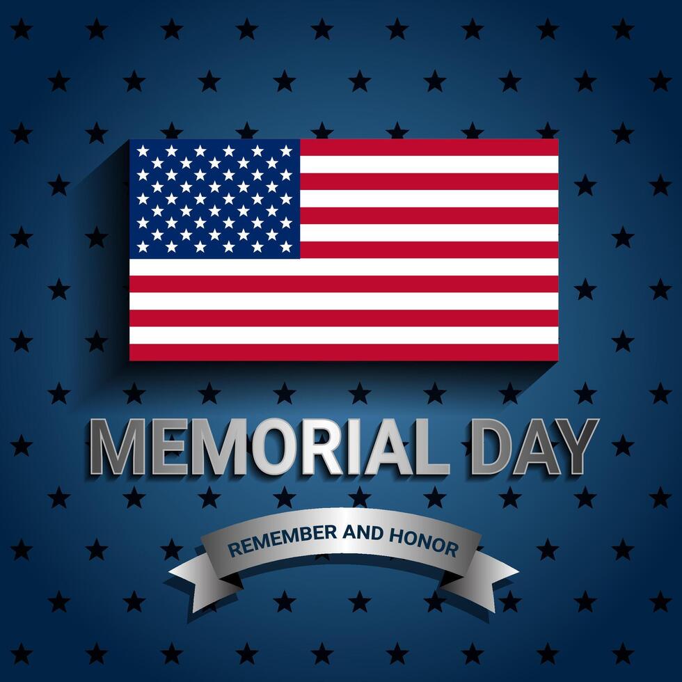 American Flag with ribbon for Memorial day vector