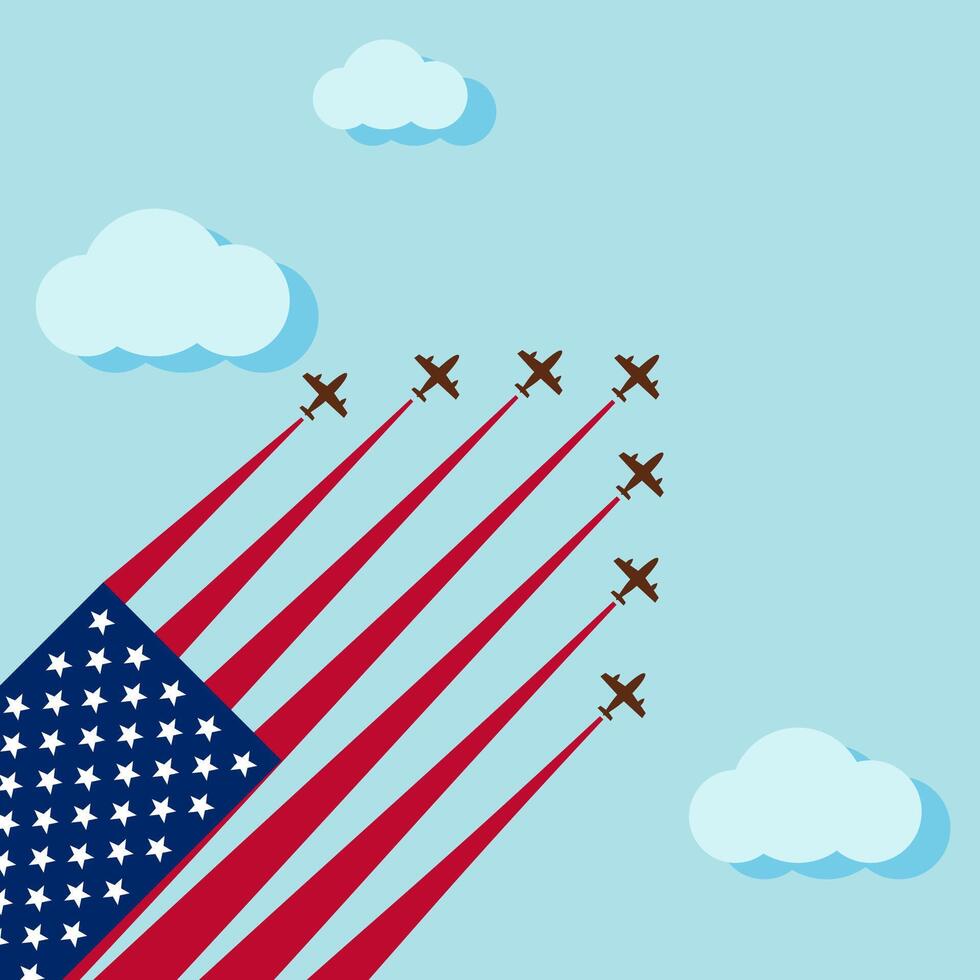 Air show on the skye for celebrate the national day of USA vector