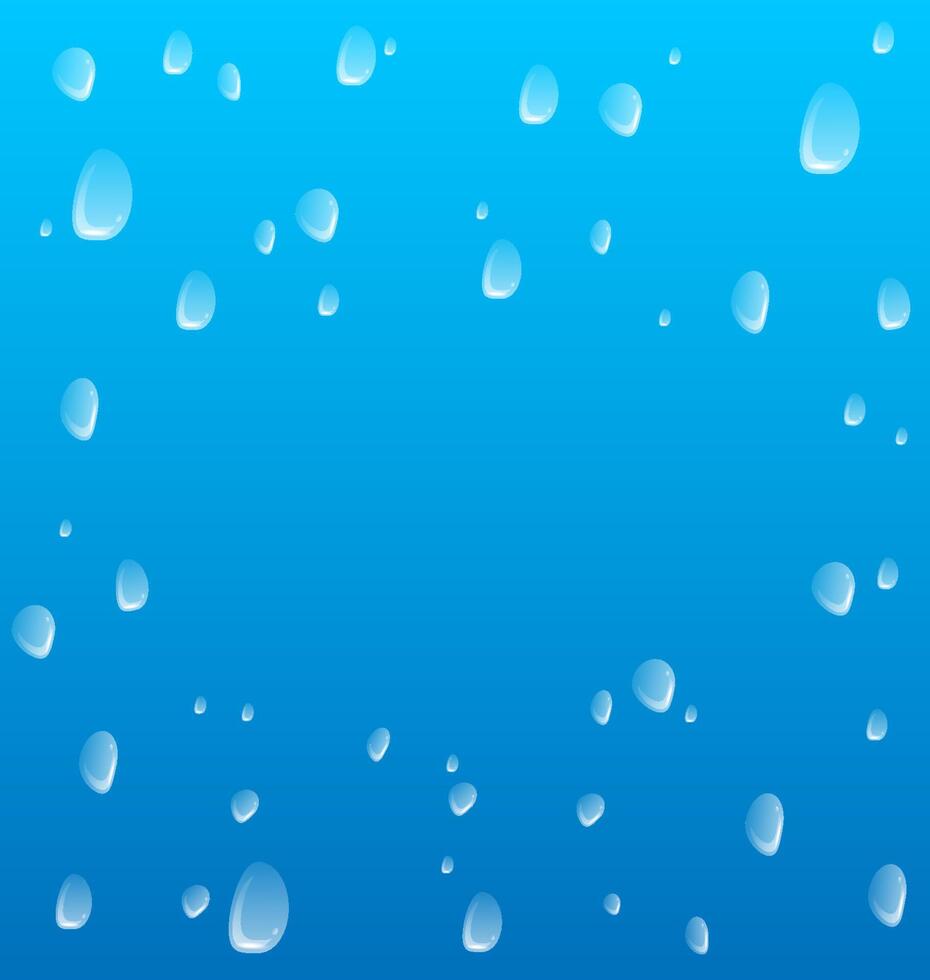 gotas de agua sobre fondo azul vector