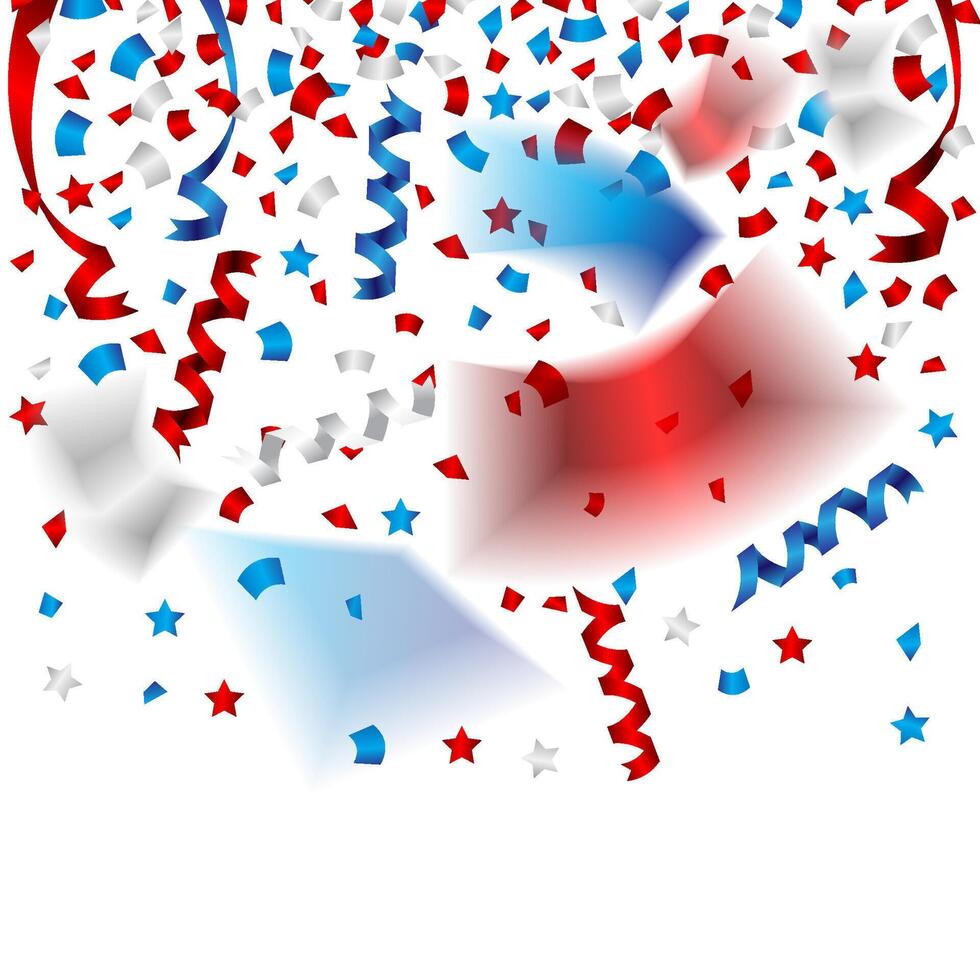 Beautiful confetti and party ribbons for independence day of USA vector