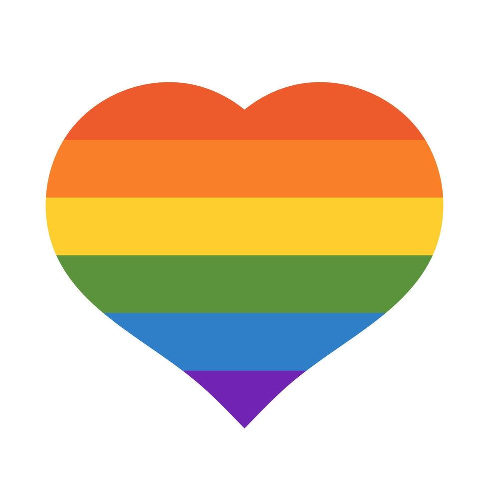 Rainbow LGBT flag Heart sticker template vector