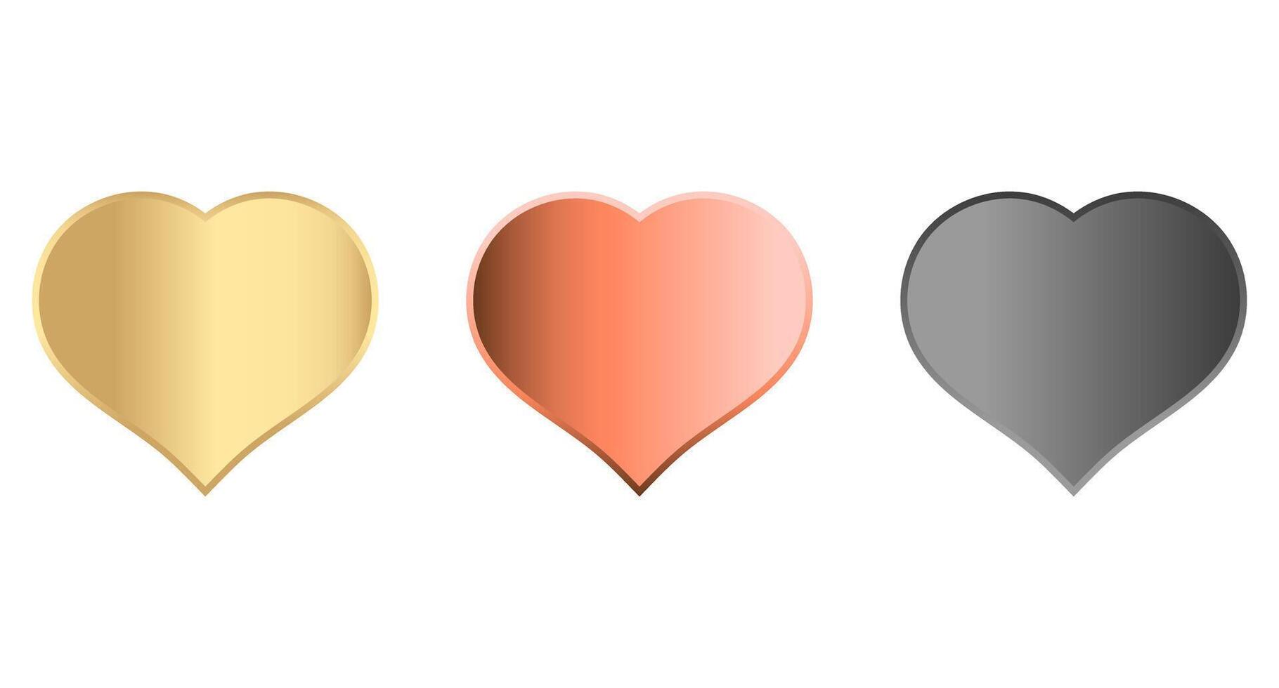 Gradient Gold, Bronze and Silver Heart sticker template for free vector