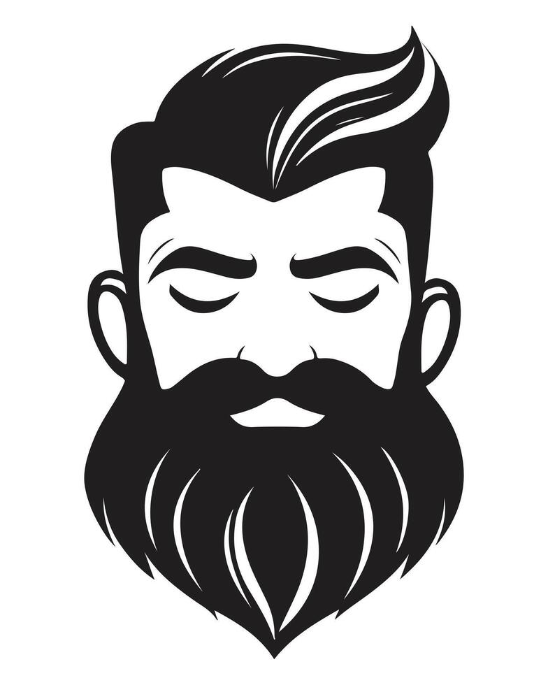 Bearded Hipster Man Head Portrait sketch drawing. Closed Eyes. Barber Shop vector