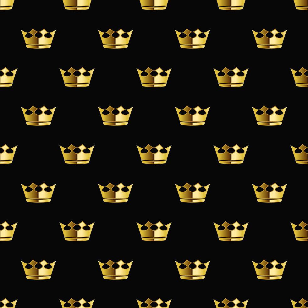 Gold Crown on Dark Background seamless pattern vector