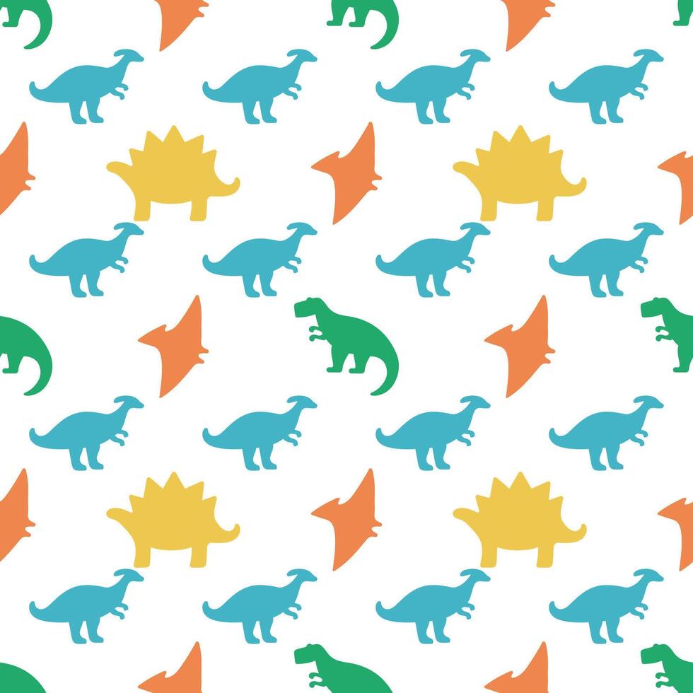 Kids Colorful Dinosaurs Seamless Pattern vector