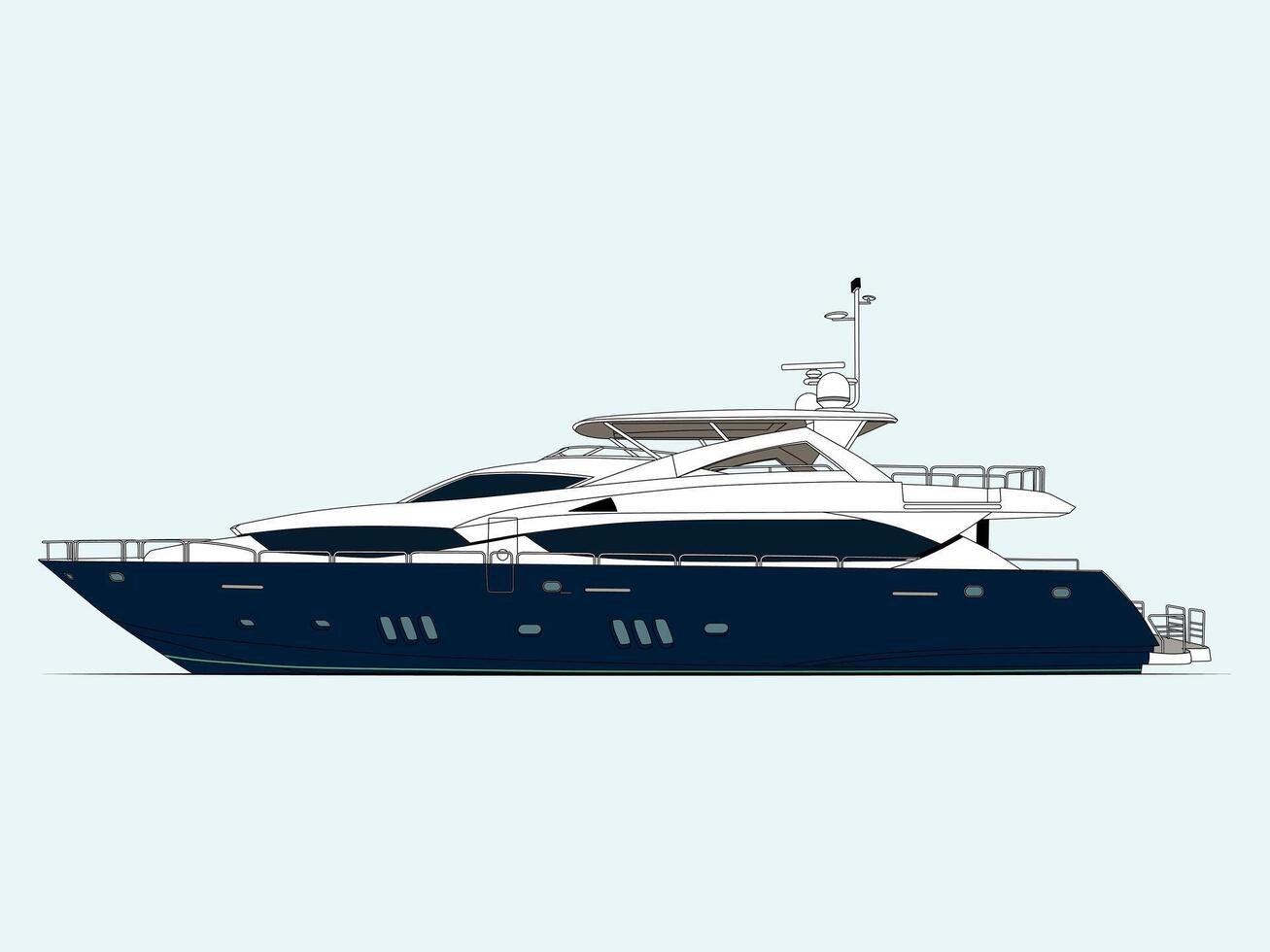 Excellent luxury high resolution yacht illustration. vector