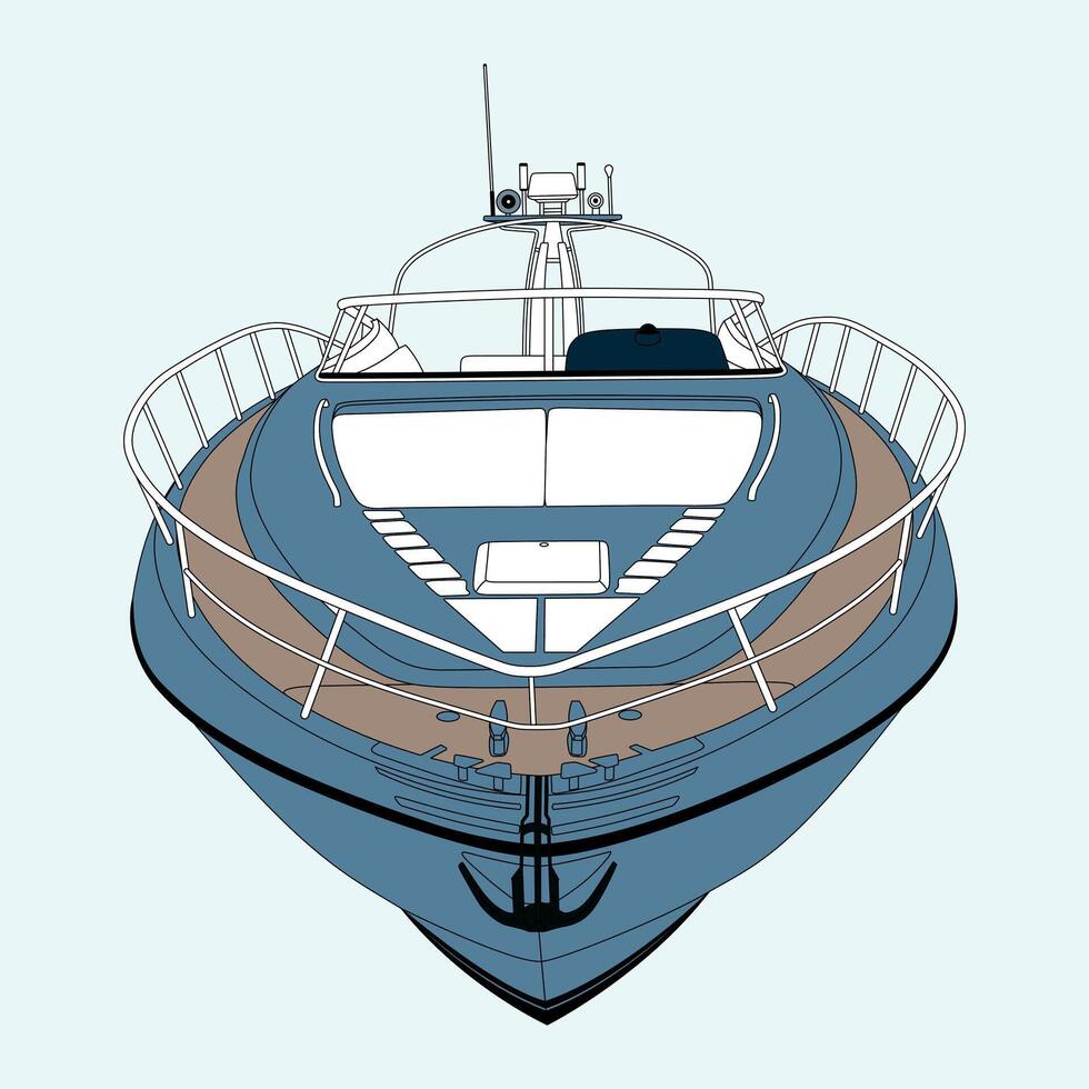 Luxury boat line art and illustration. vector