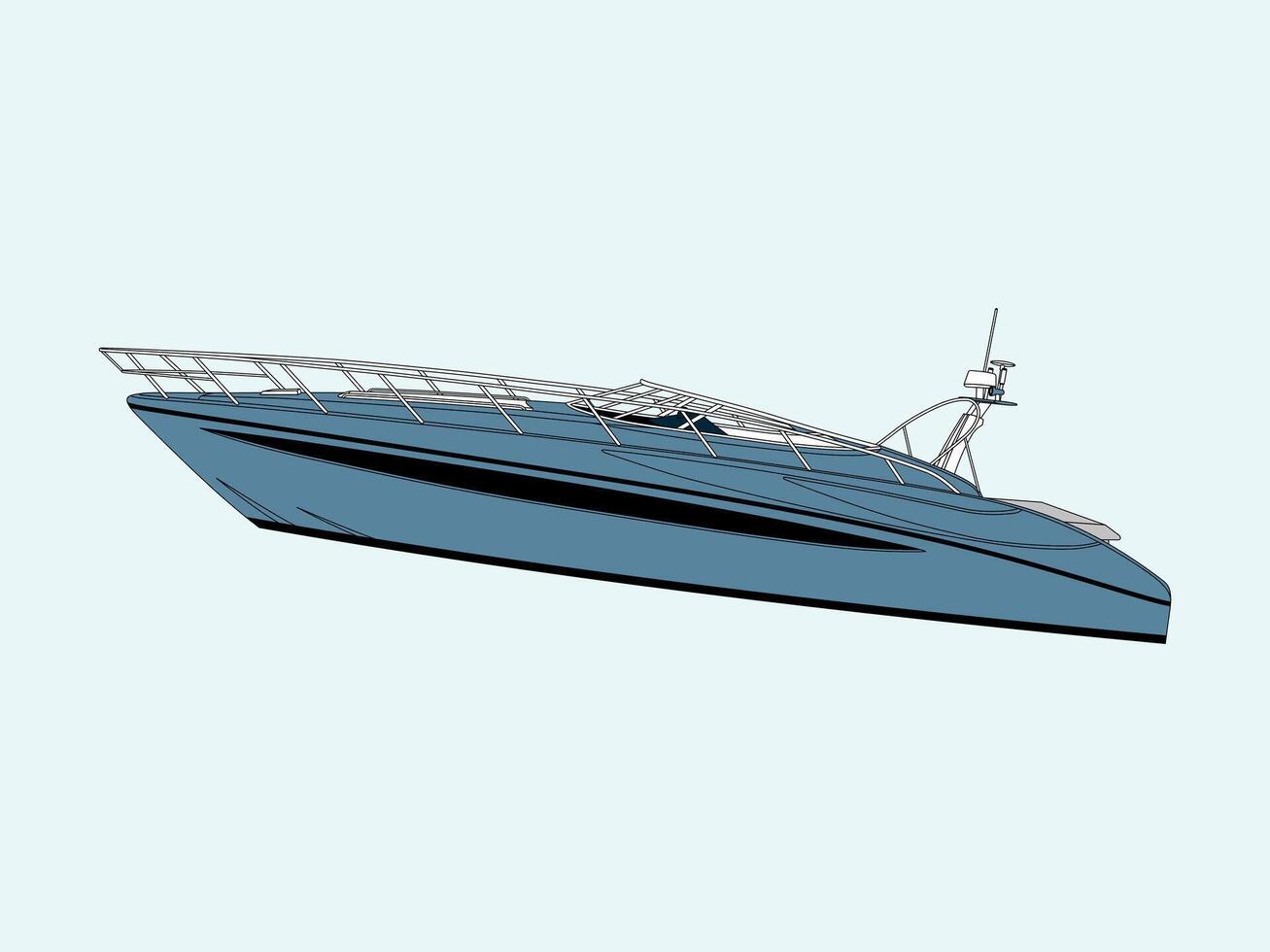 Luxury boat line art and illustration. vector