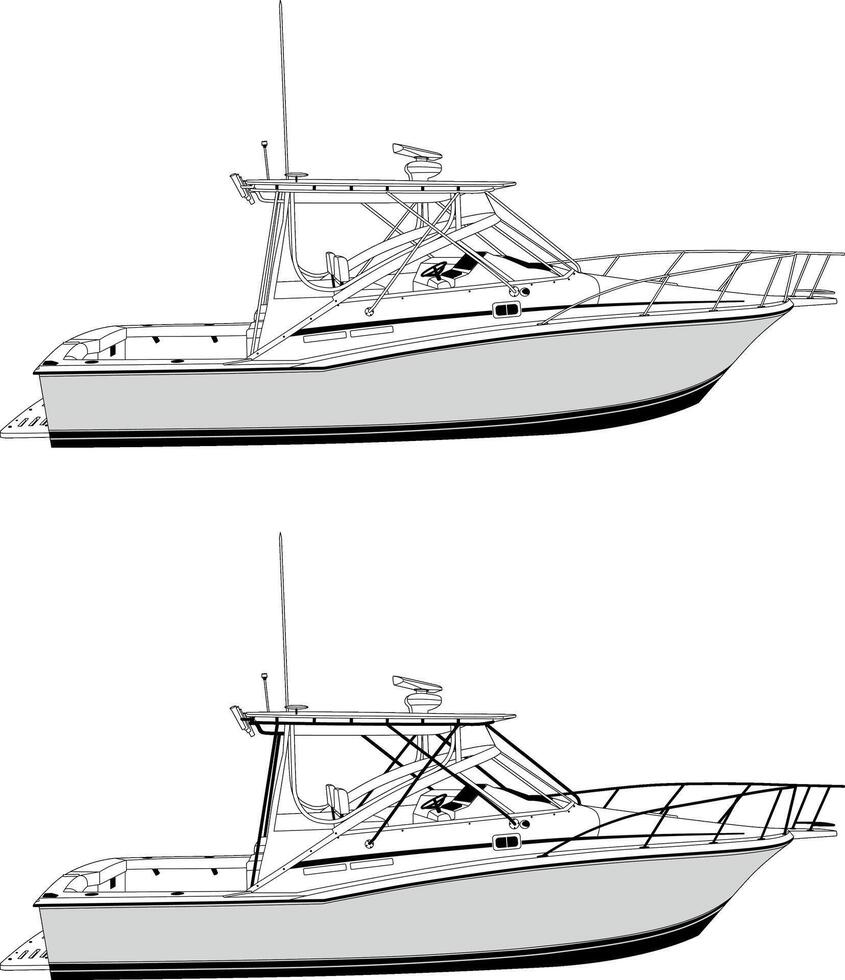 Illustration of a fishing boat, printable on t-shirts and other objects. vector