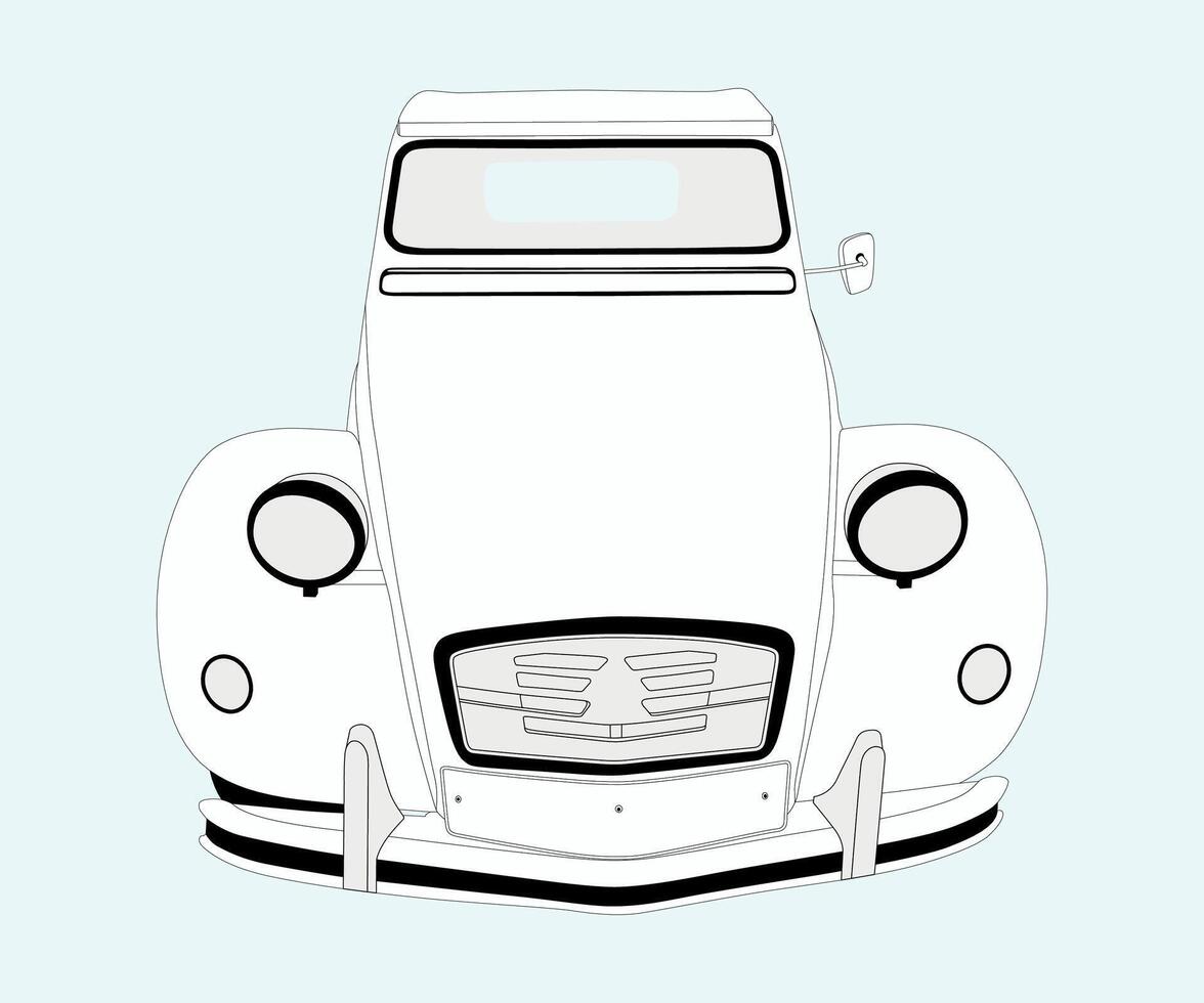 Front view classic vintage car illustration. vector