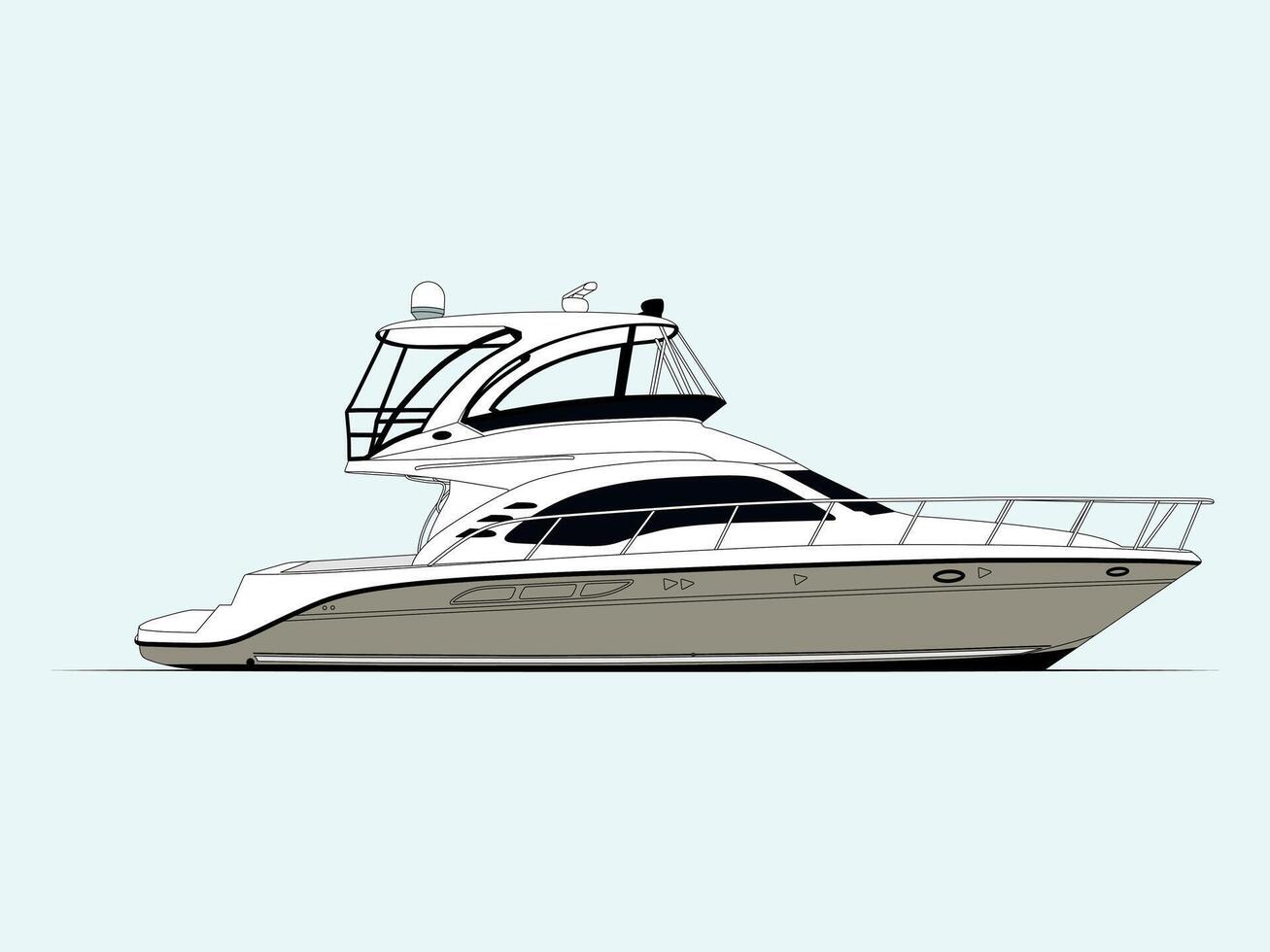 Luxury motor yacht art. This is a high resolution illustration motor yacht design. vector