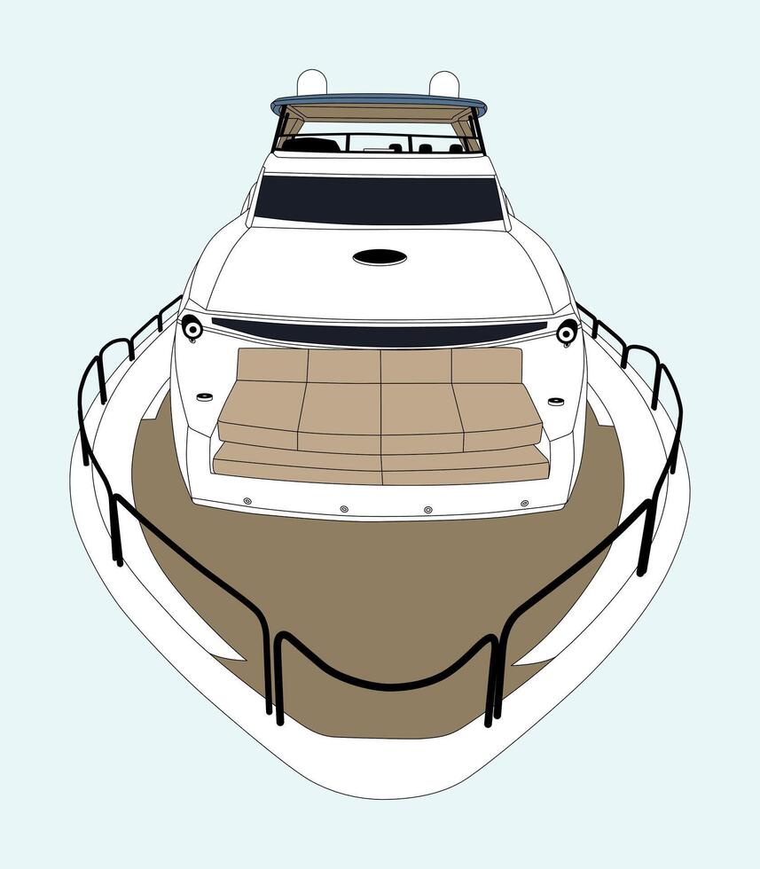 Luxury boat line art and illustration. vector