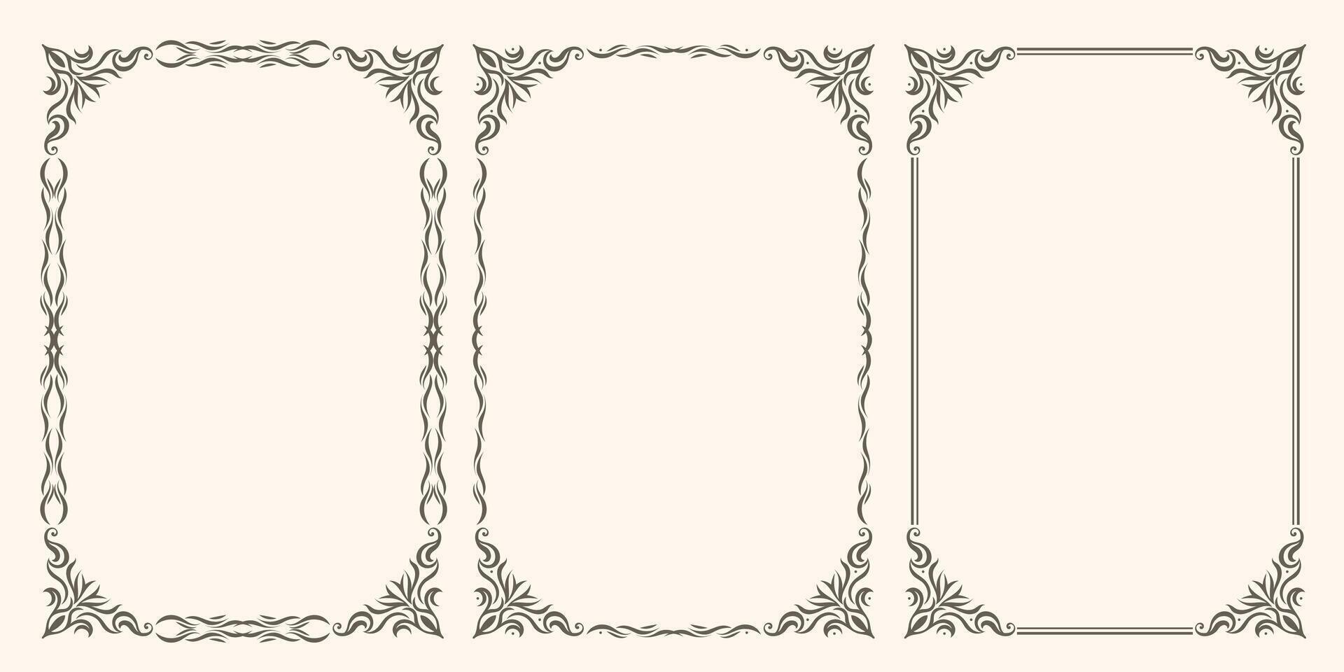 A set of beautiful frames with swirls vector