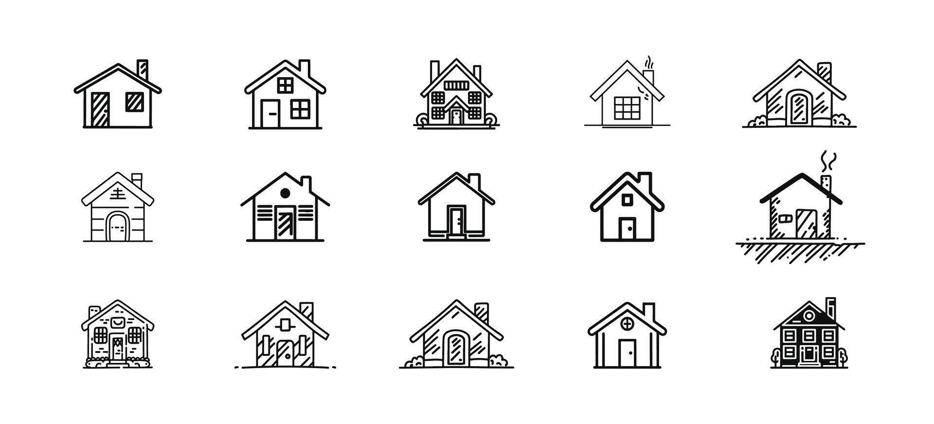 house icon set over white background, line art style vector