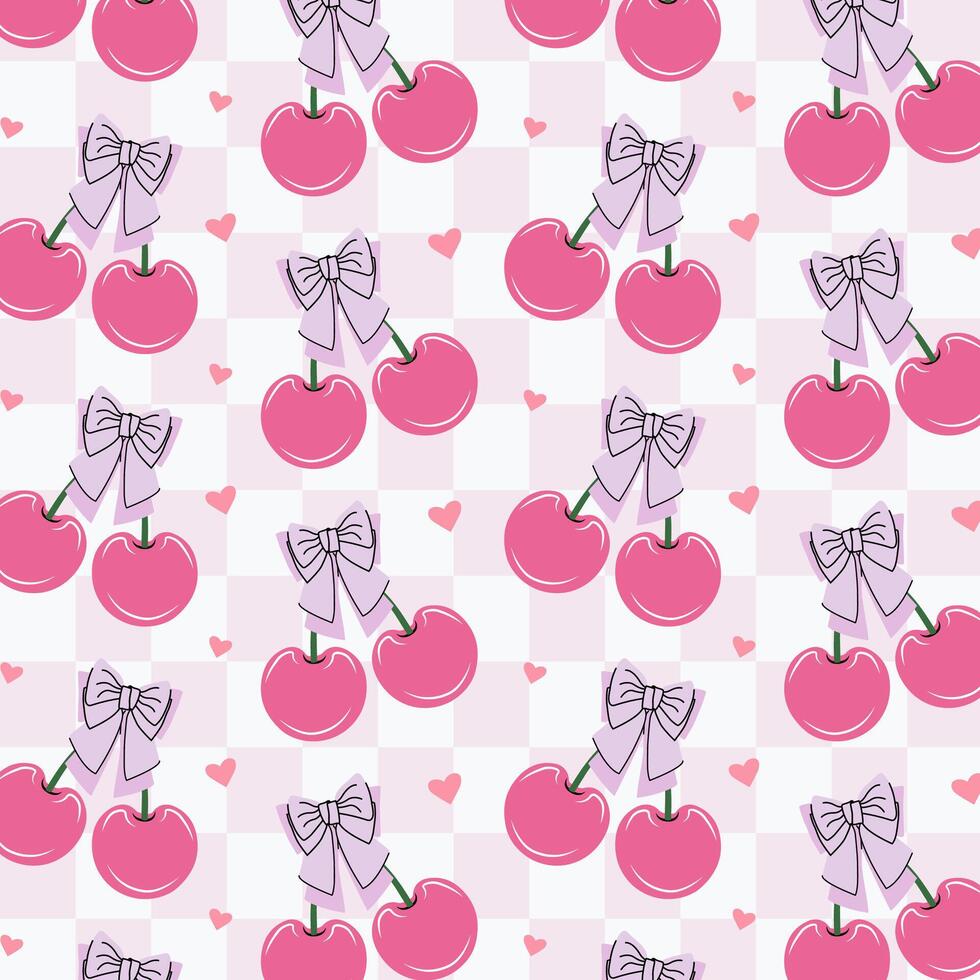 Pink Checkered Print Bow Pink Checkered Print Bow