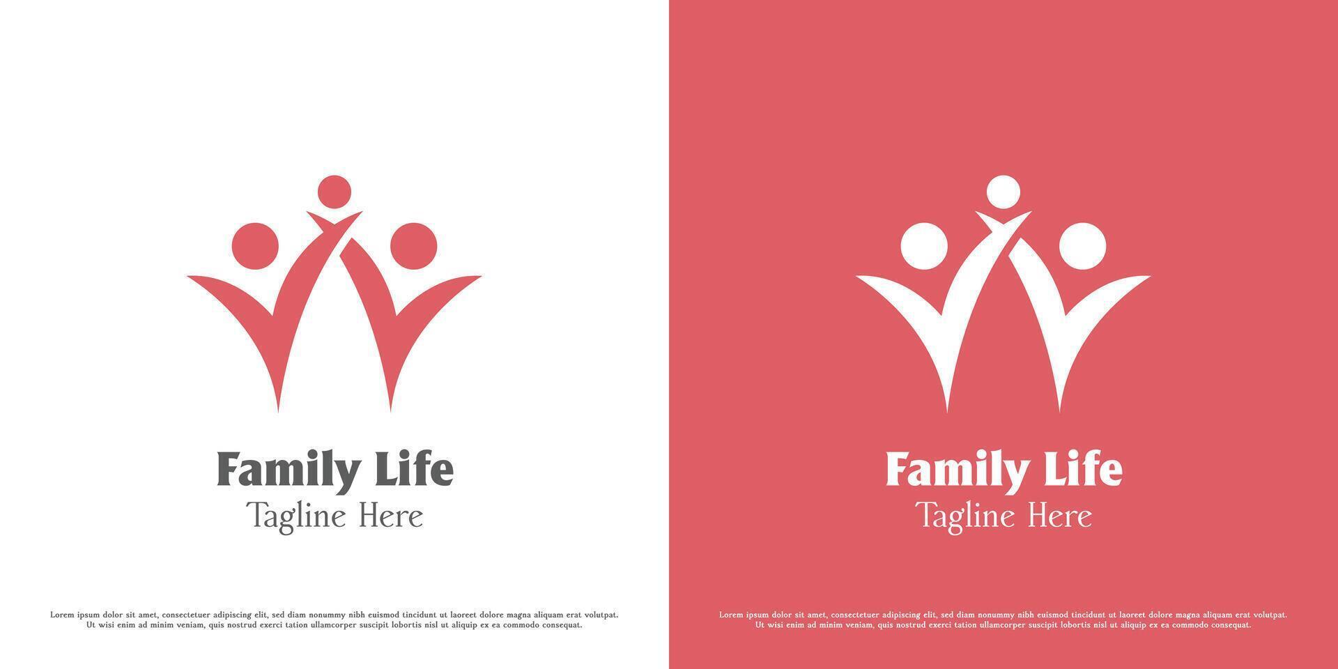 Happy family logo design illustration. Silhouettes of people family father mother child baby adult warm warm gentle care support help charity grateful emotion. Abstract minimal simple icon symbol. vector