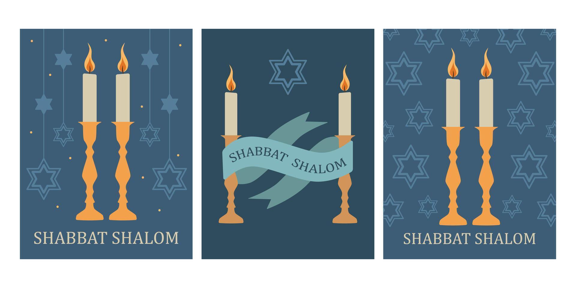 Shabbat cards set. Festive concept for congratulations on Saturday vector