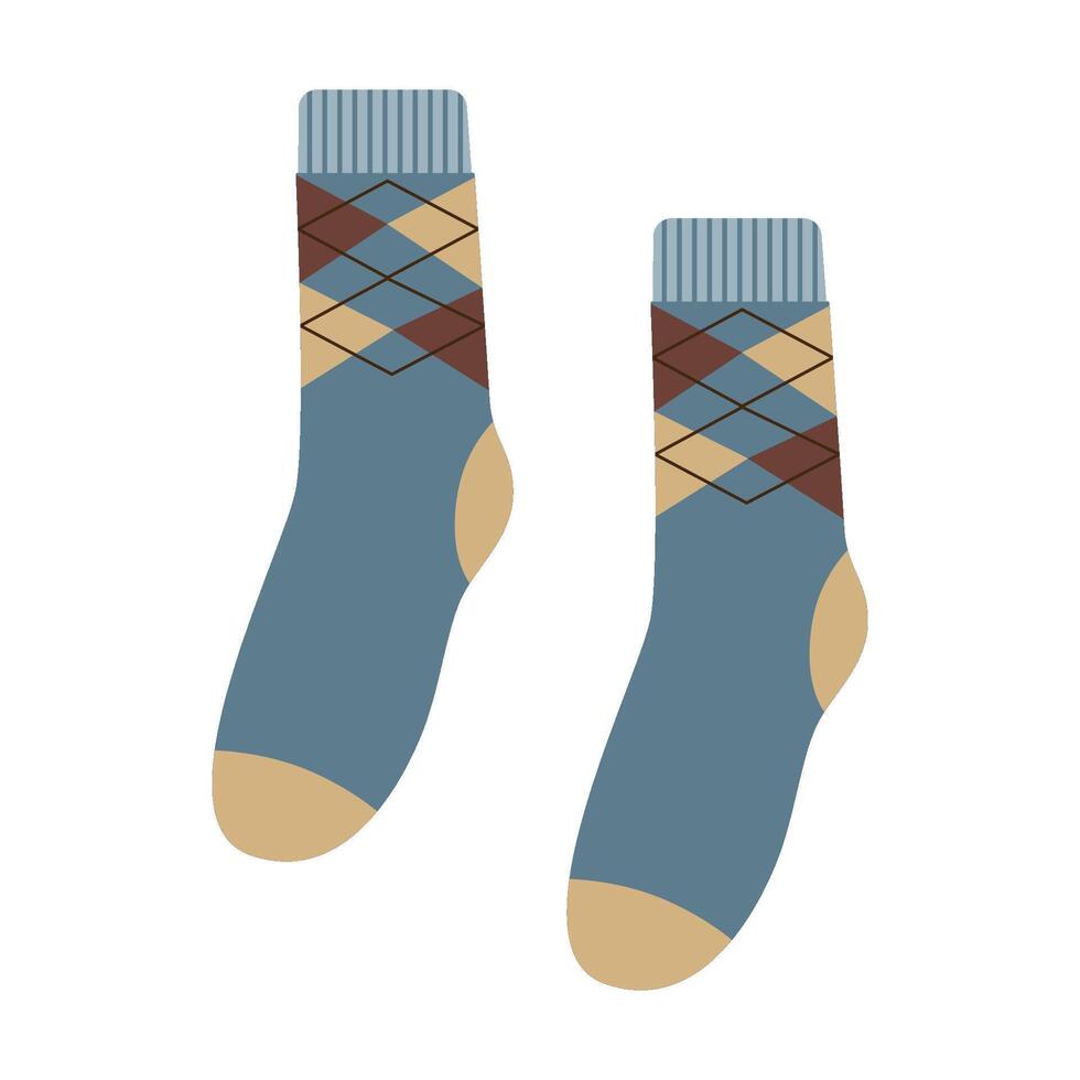 Men's socks with a geometric pattern. A classic accessory. Isolated illustration for your design vector
