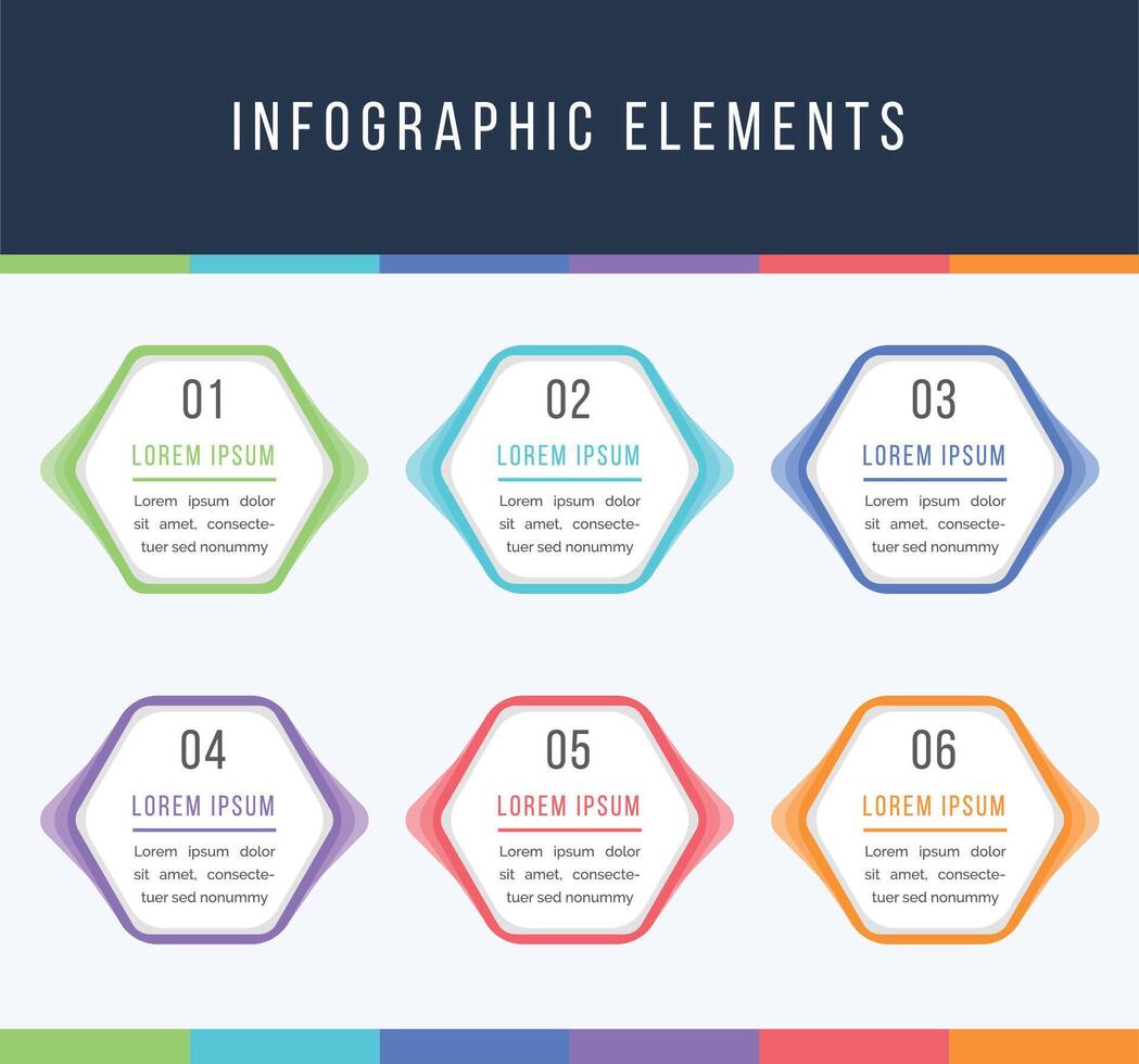 infografia 6 6 objetos circulo elementos para negocio información diseño vistoso vector