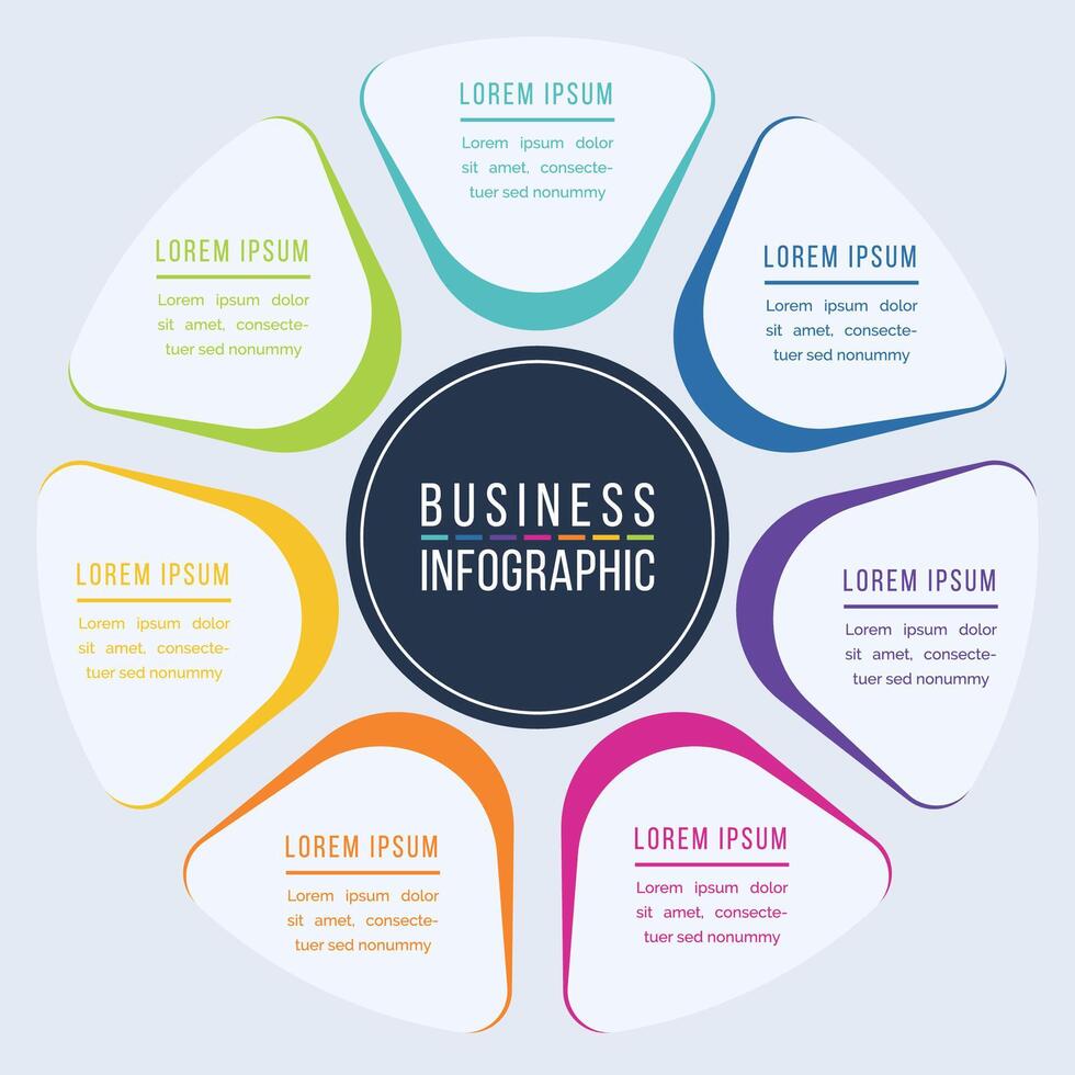 7 Steps Infographic business design 7 objects, elements or options infographic template for business information vector