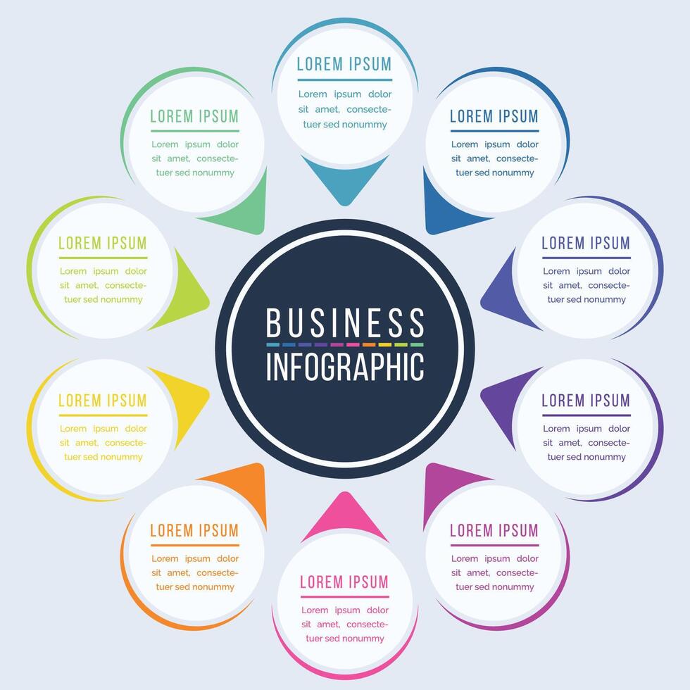 Infographic circle design 10 Steps, objects, elements or options information business infographic template vector