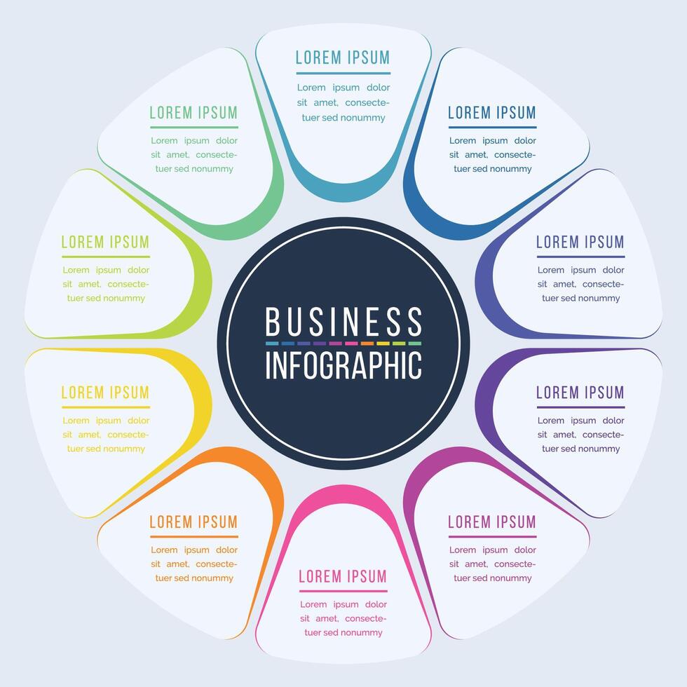 Infographic business design 10 steps, objects, elements or options infographic template for business information vector