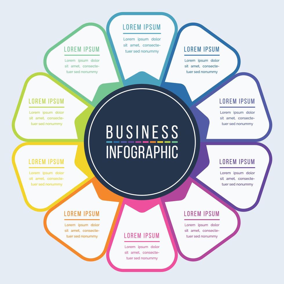 Infographic design 10 Steps, objects, elements or options infographic template for business information vector