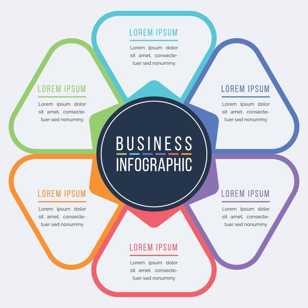 Infographic business design 6 Steps, objects, elements or options infographics design template for business vector