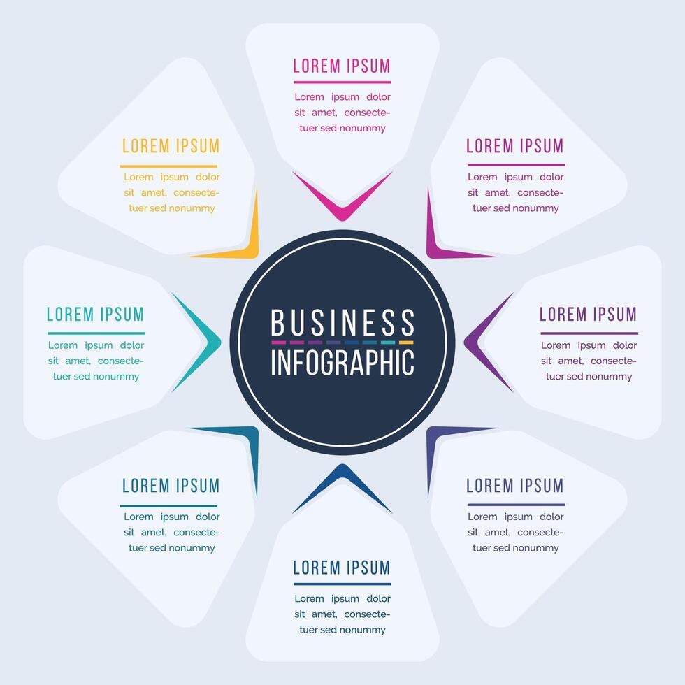 8 Steps Infographic business design 8 objects, elements or options infographic template for business information vector