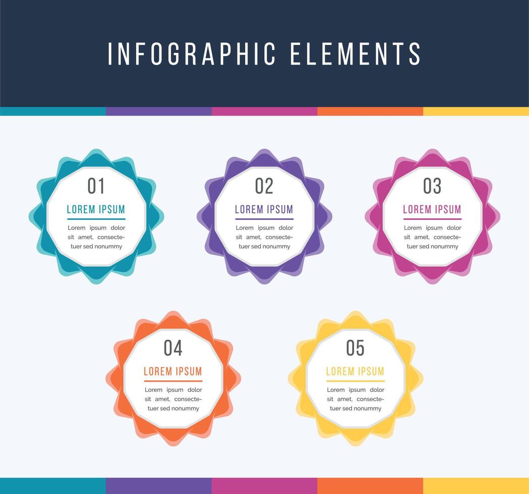 Infographics 5 Objects circle elements for business information design vector