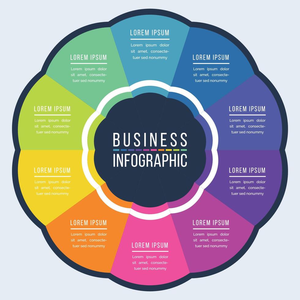 Infographic business template 10 Steps, objects, elements or options infographic design for business information vector