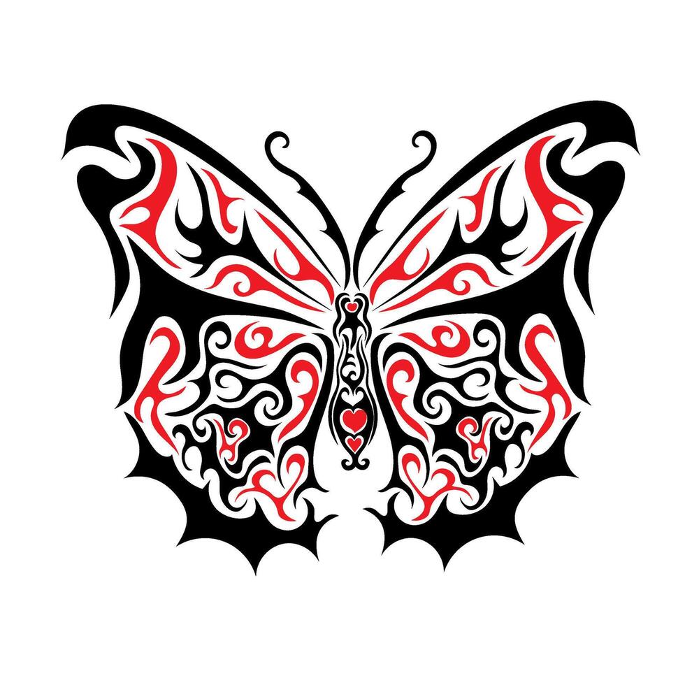 Neo tribal y2k tattoo, butterfly shape. Celtic gothic cyber body ornament shape. vector