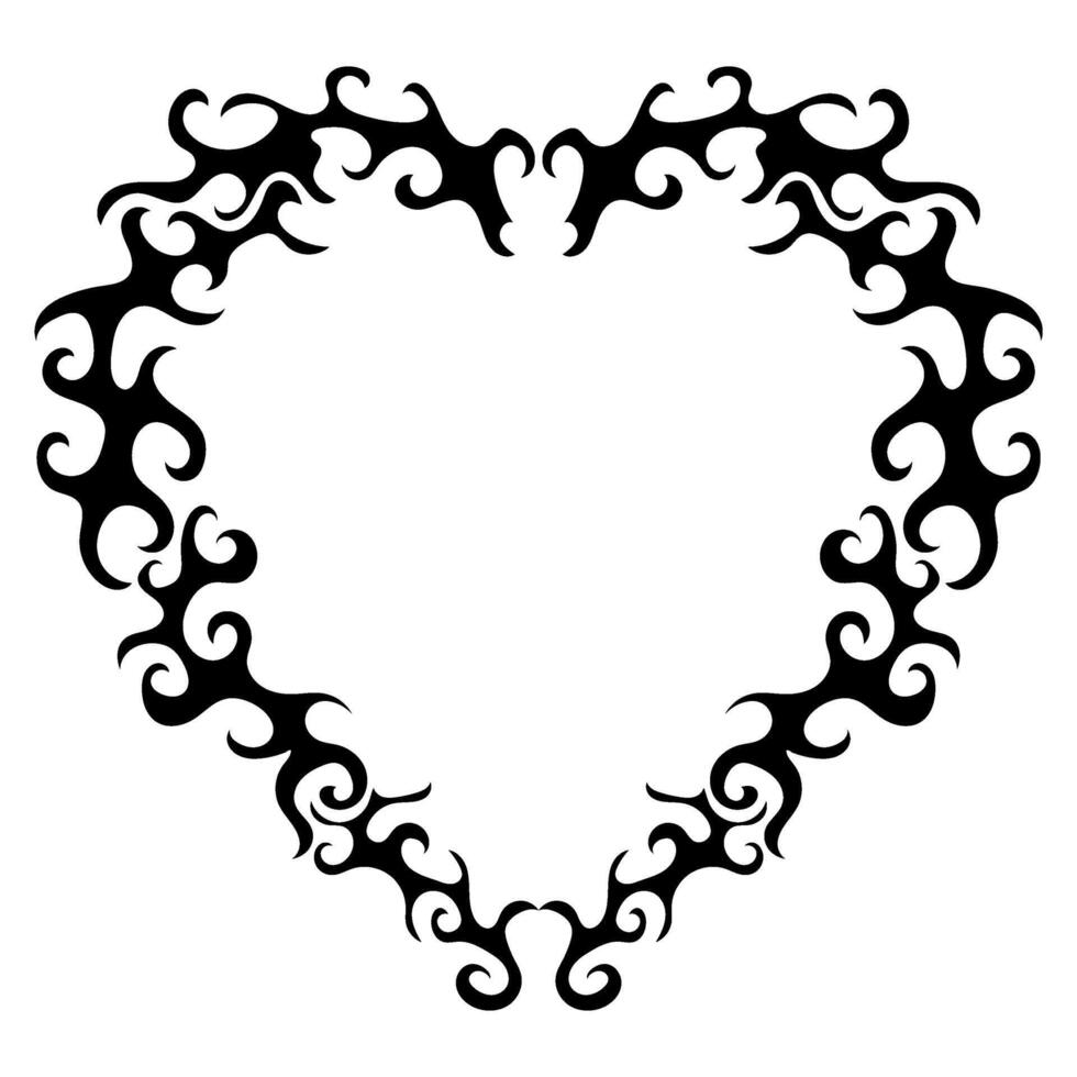 Decorative heart shaped frame. Retro Neo tribal baroque ornament. Design element vector