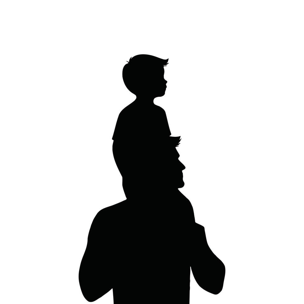 flat design featuring a father and son silhouette. vector