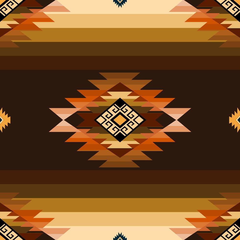 Ethnic tribal traditional geometric rhombus square zig zag shape seamless pattern brown cream color background. Use for fabric, textile, interior decoration elements, upholstery, wrapping. Pro vector