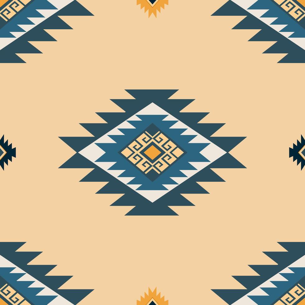 Ethnic tribal traditional geometric rhombus square zig zag shape seamless pattern brown cream color background. Use for fabric, textile, interior decoration elements, upholstery, wrapping. Pro vector