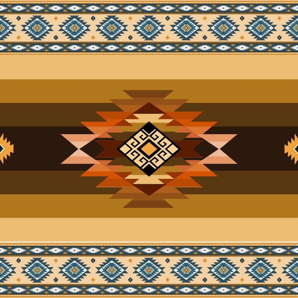 Ethnic tribal traditional geometric rhombus square zig zag shape seamless pattern brown cream color background. Use for fabric, textile, interior decoration elements, upholstery, wrapping. Pro vector