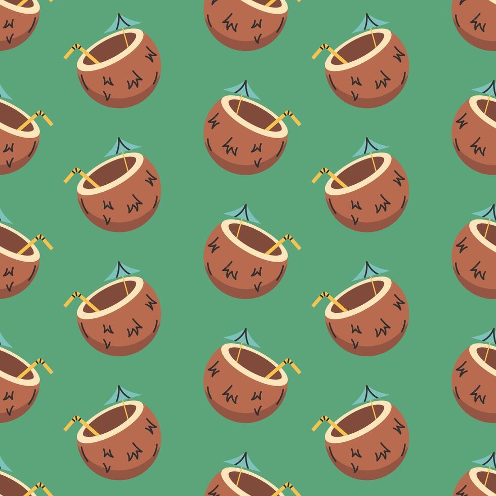 coconut summer seamless pattern hand drawn vector