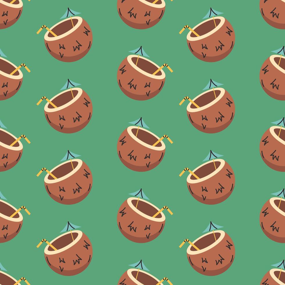 coconut summer seamless pattern hand drawn vector