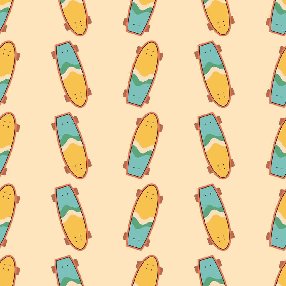 skateboard summer seamless pattern hand drawn vector