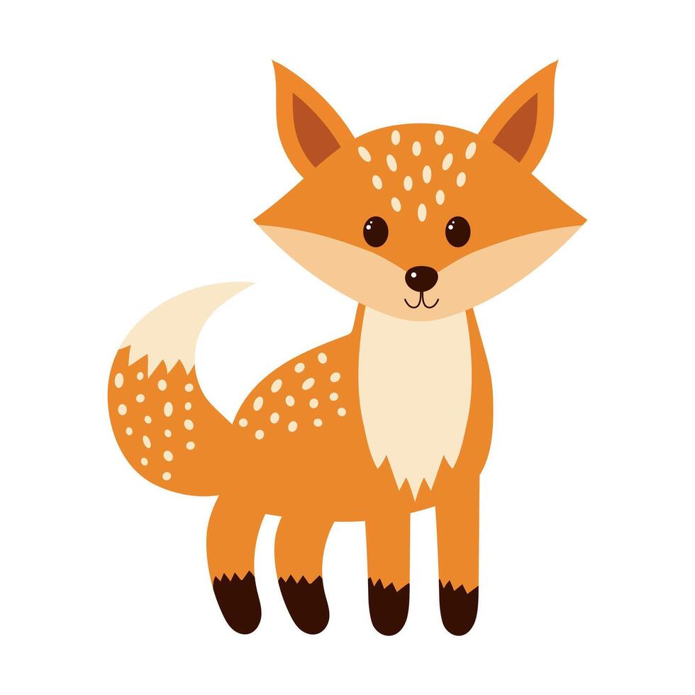 Cute fox. Cartoon forest animal. illustration. vector