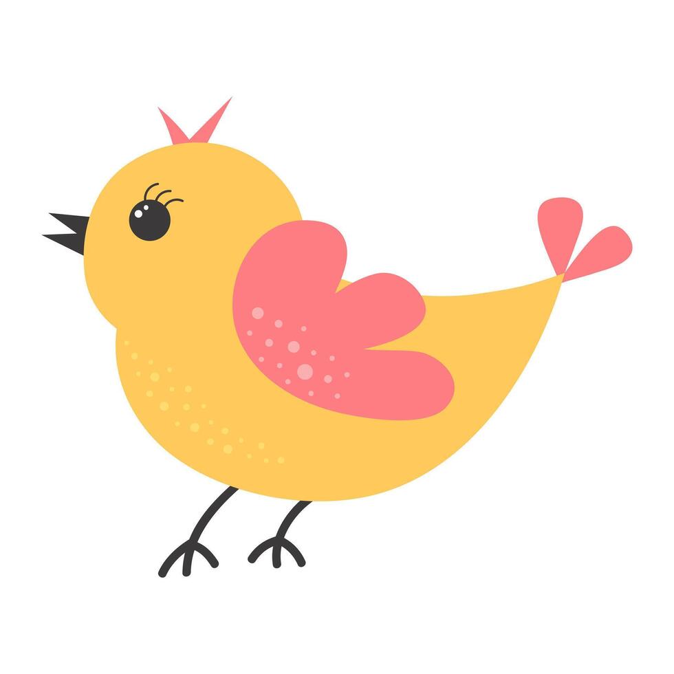 Cute little bird. Springtime concept. illustration isolated on white background. vector