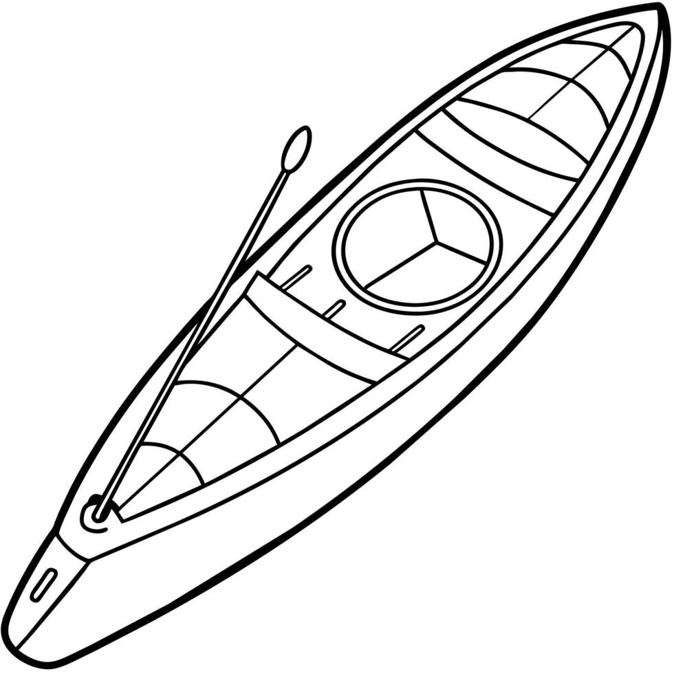 kayak outline illustration digital coloring book page line art drawing vector